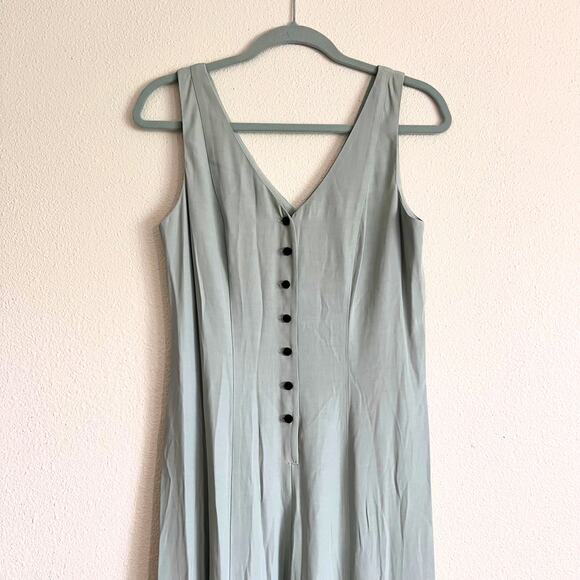 Vintage 90s Sage Green Maxi Dress Y2K Minimalist Cottagecore Grunge Size 8 - Picture 5 of 9